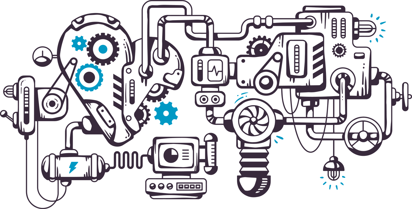 Illustration einer abstrakten Darstellung eines Maschinen-Kreislaufes