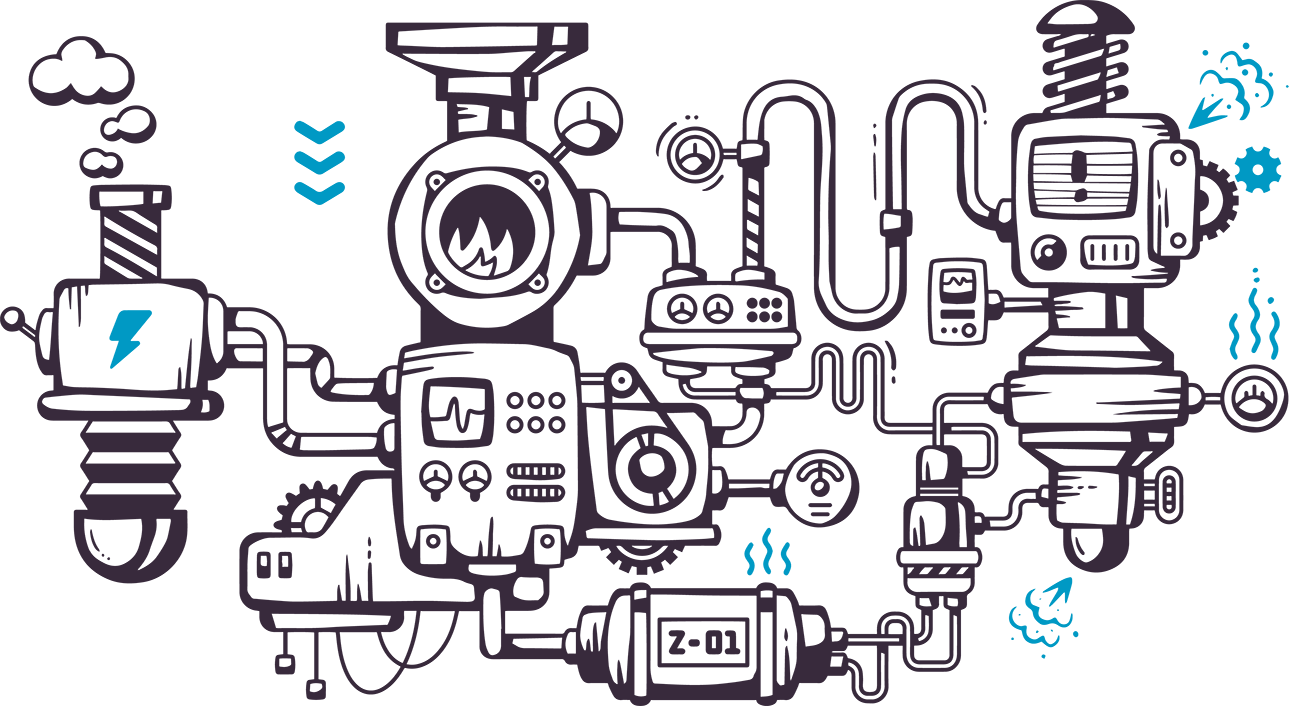 Illustration einer abstrakten Darstellung eines Maschinen-Kreislaufes